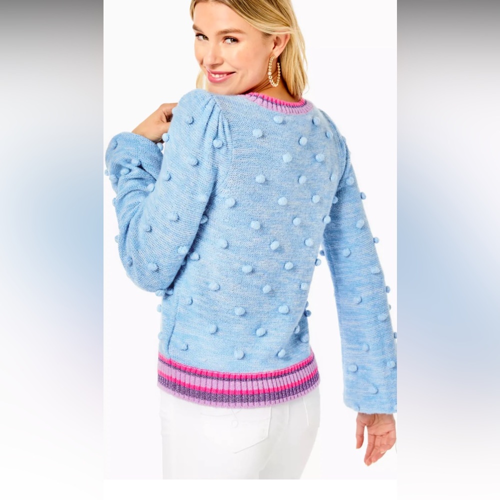 Lilly Pulitzer Verna Textured Blue and Pink Crew Neck Sweater - Picture 3 of 9